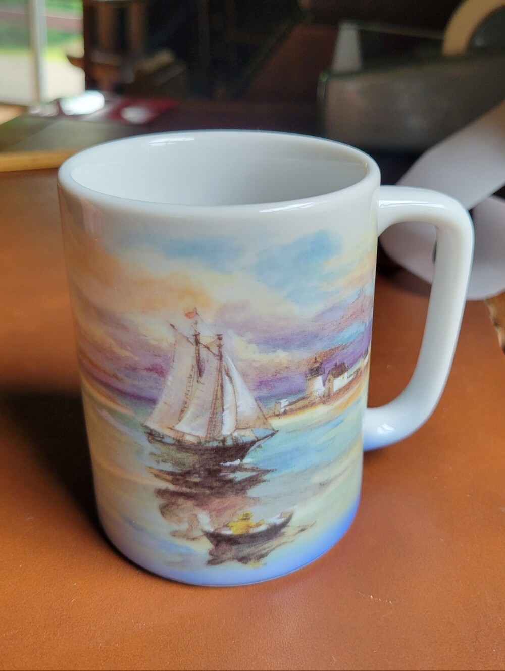 Otagiri Japan Coffee Mug Sail Boat Seagull Lighthouse Nautical